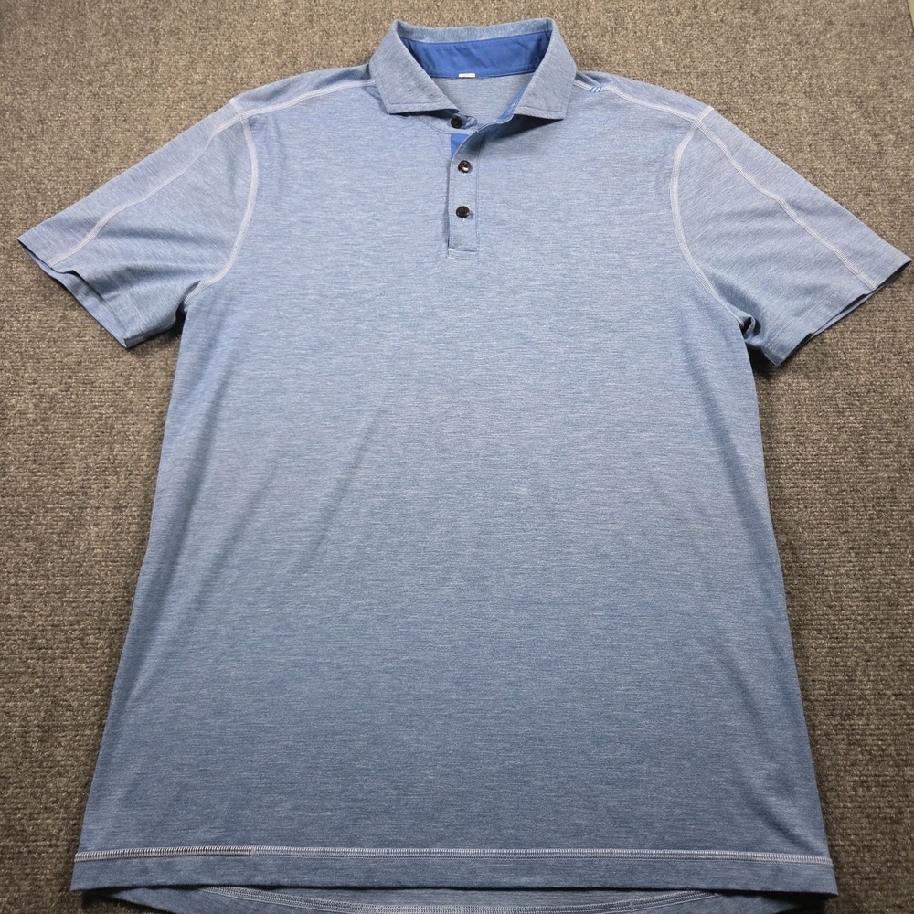 Lululemon Polo Shirt Mens S Blue Solid Golf Performance Stretch Top Athletic